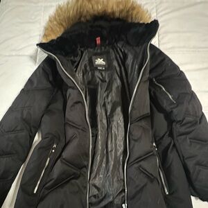 ZeroXposur Women's Black Puffer Jacket with Faux Fur Hood